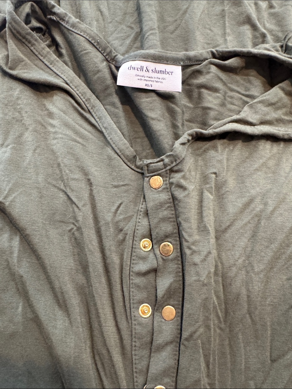 dwell & slumber Olive Green Snap-Front Women's Pajama Top